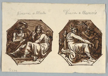 Mars and Juno; Mercury and Diana Set in Diagonal Composition